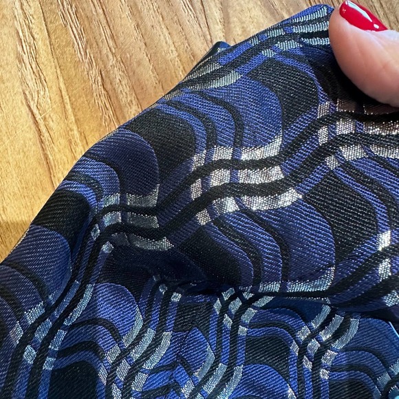 Diane Von Furstenberg Womens Navy Metallic Silver Trousers Academia Menswear NWT - Picture 9 of 10